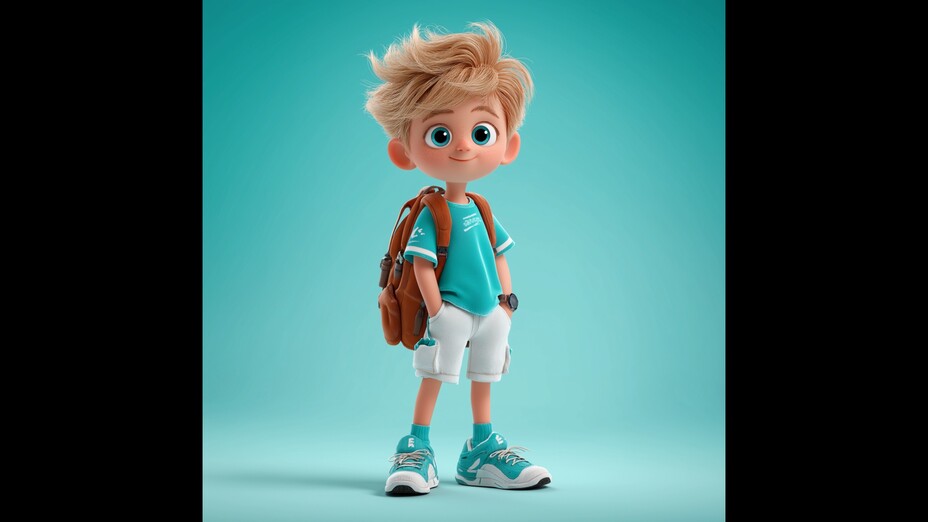 Junge, Schule, blonde Haare, glücklich, blau