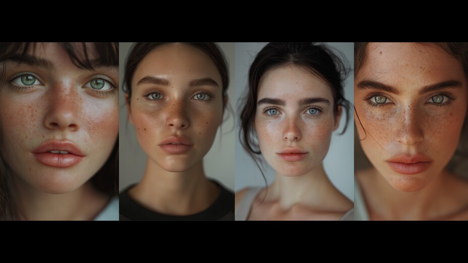 Collage, 4 Frauen, frontal, Models, Rendering