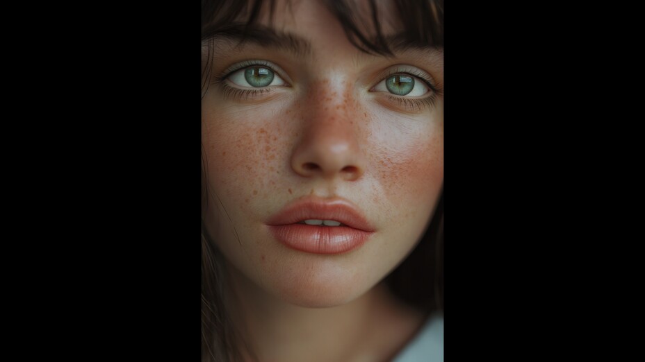 Frau, schwarze Haare, grüne Augen, Rendering