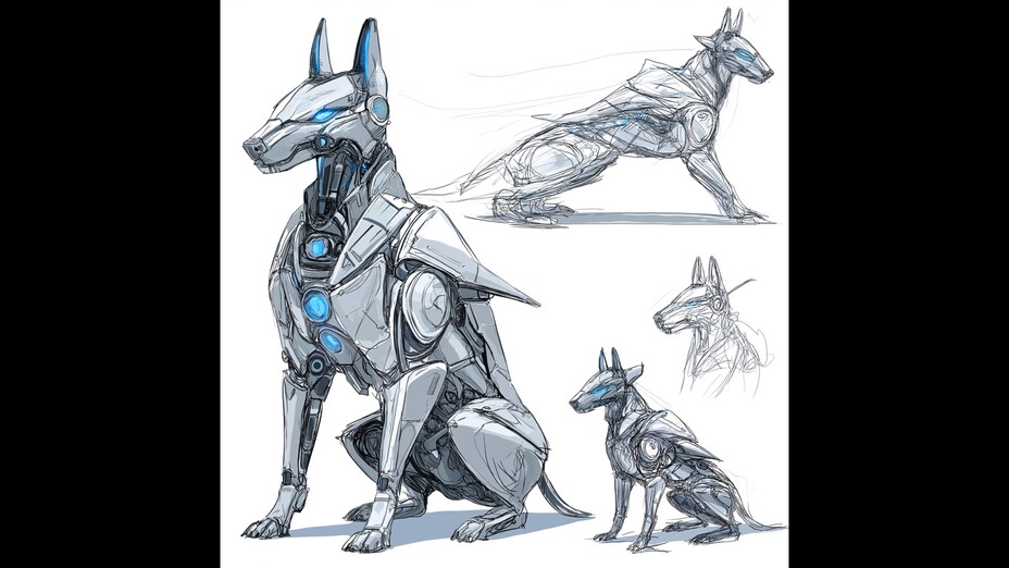 Futuristischer Hund Skizzen