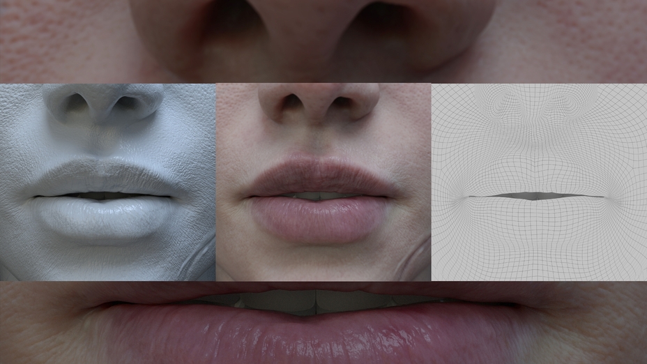 Collage, Mund/Lippen, Rendering-Prozess