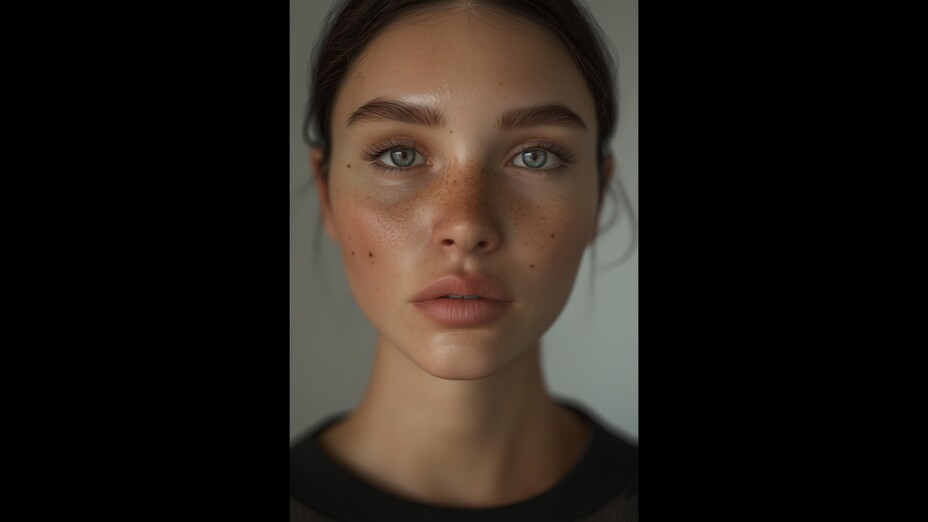 Frau, Nahaufnahme, dunkle Haare, Rendering