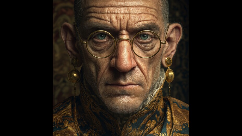 Mann, Brille, älter, dunkel, Rendering