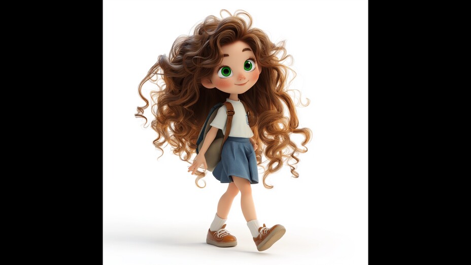 Mädchen/Girl, gehen, braune Haare, glücklich